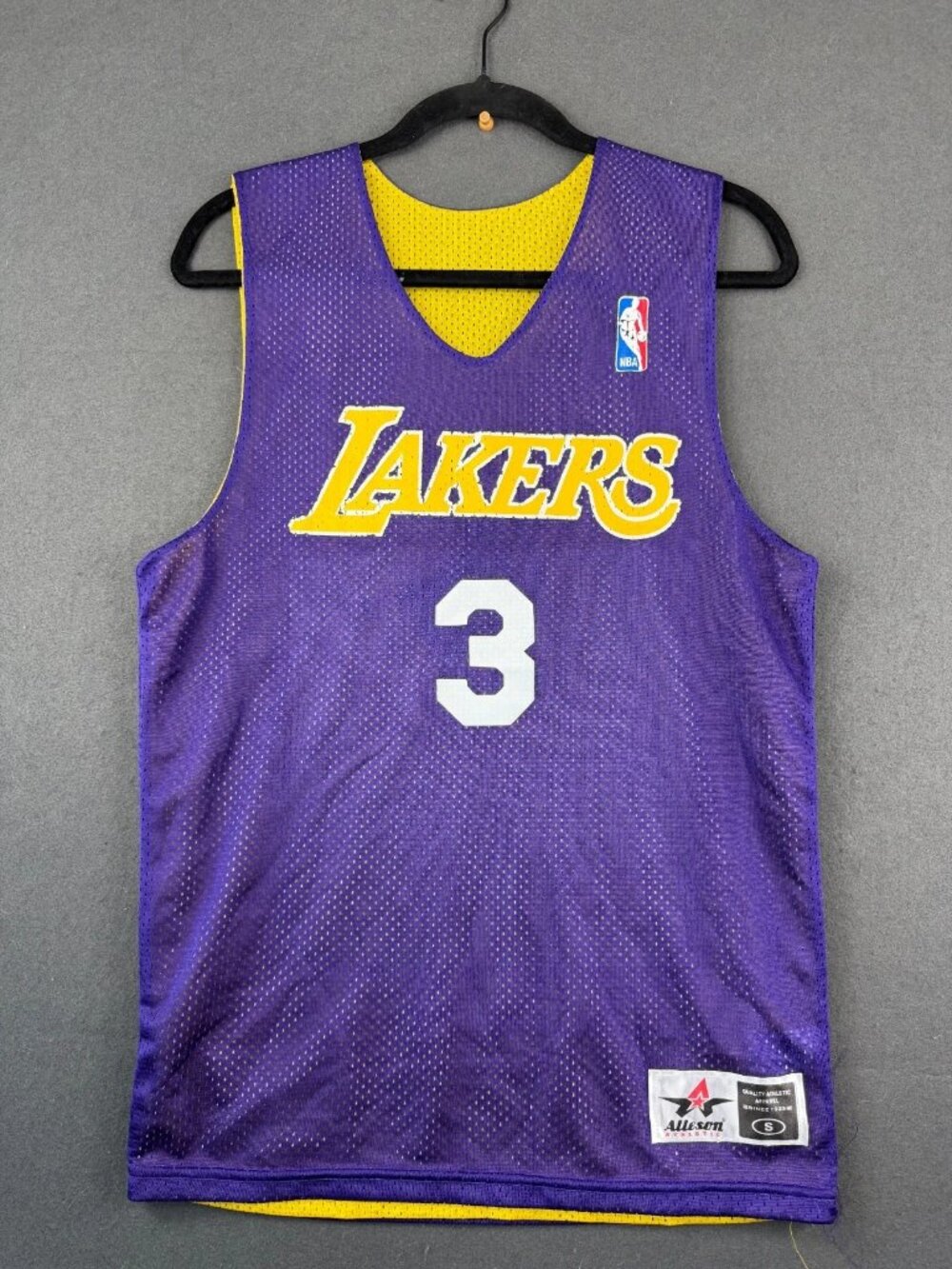 Alleson Mens Yellow Purple Los Angeles Lakers Reversible Jersey Anthony Davis S